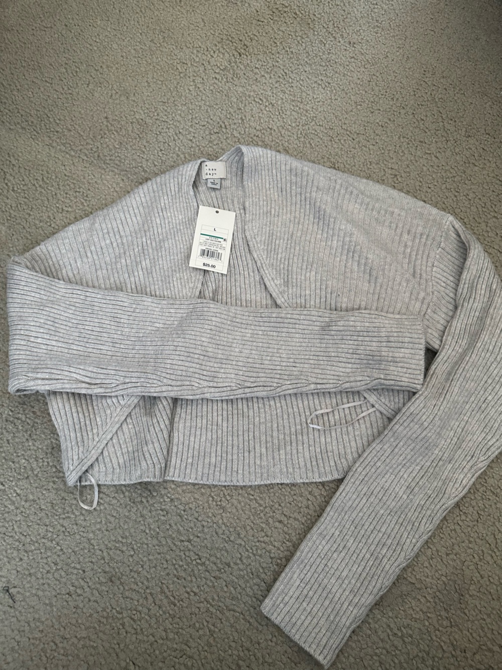 a new day' Ribbed Gray Knit croptop cardigan